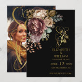 Eenvoudig Elegant Moderne Foto Wedding Save the Da Kaart (Voorkant / Achterkant)