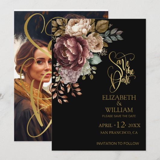 Eenvoudig Elegant Moderne Foto Wedding Save the Da Kaart (Voorkant / Achterkant)