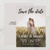 Eenvoudig Elegant Moderne Foto Wedding Save the Da Kaart (Voorkant / Achterkant)