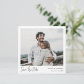 Eenvoudig Elegant Moderne Foto Wedding Save the Da Kaart (Staand voorkant)