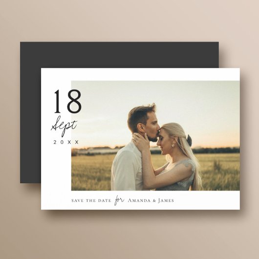 Eenvoudig Elegant Moderne Foto Wedding Save the Da Magnetische Uitnodiging