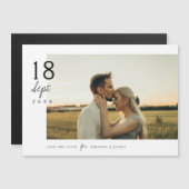 Eenvoudig Elegant Moderne Foto Wedding Save the Da Magnetische Uitnodiging (Voorkant / Achterkant)