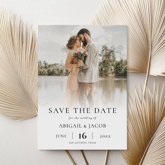 Eenvoudig Elegant Moderne Foto Wedding Save the Da Save The Date