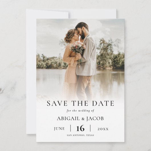 Eenvoudig Elegant Moderne Foto Wedding Save the Da Save The Date (Voorkant)
