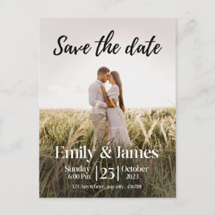 Eenvoudig Elegant Moderne Foto Wedding Save the Da Uitnodiging Briefkaart