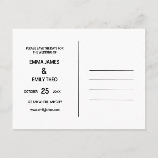 Eenvoudig Elegant Moderne Foto Wedding Save the Da Uitnodiging Briefkaart (Achterkant)