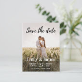 Eenvoudig Elegant Moderne Foto Wedding Save the Da Uitnodiging Briefkaart (Staand voorkant)