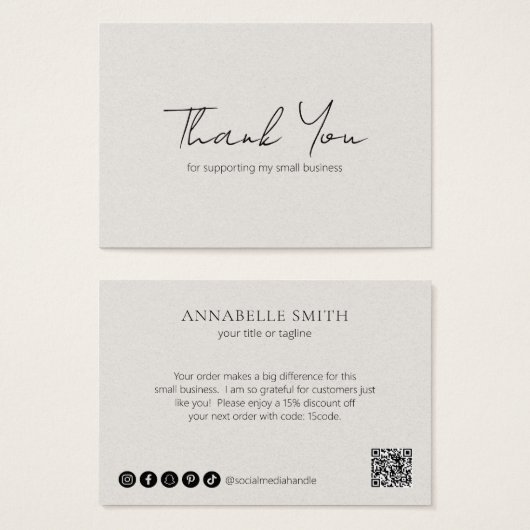 Eenvoudig Elegant Moderne Neutrale Beige Orde Tuss Visitekaartje (Voorkant /achterkant)