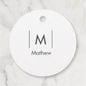 Eenvoudig elegant monogram bruidsjonker man lijnen bedankjes labels (Achterkant)