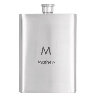 Eenvoudig elegant monogram bruidsjonker man lijnen flacon