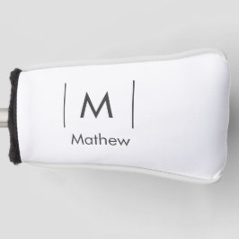 Eenvoudig elegant monogram bruidsjonker man lijnen golfheadcover