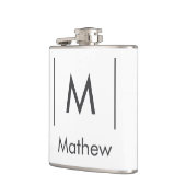 Eenvoudig elegant monogram bruidsjonker man lijnen heupfles (Links)