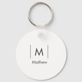 Eenvoudig elegant monogram bruidsjonker man lijnen sleutelhanger