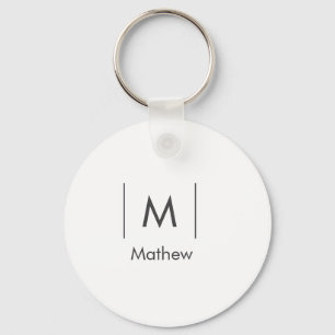 Eenvoudig elegant monogram bruidsjonker man lijnen sleutelhanger