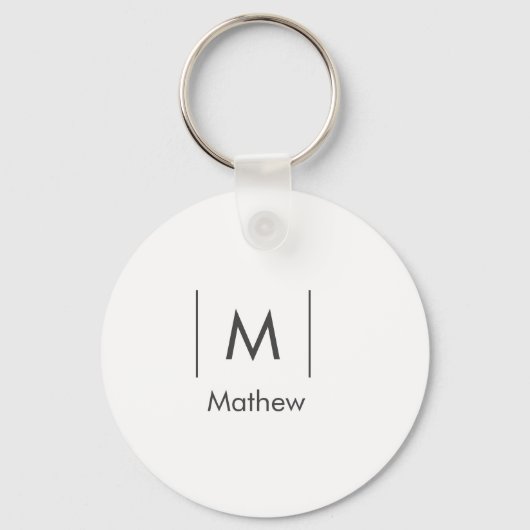 Eenvoudig elegant monogram bruidsjonker man lijnen sleutelhanger (Voorkant)