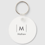 Eenvoudig elegant monogram bruidsjonker man lijnen sleutelhanger (Achterkant)