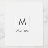 Eenvoudig elegant monogram bruidsjonker man lijnen wijn etiket (Enkel label)