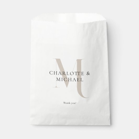 Eenvoudig, elegant, monogram bruiloft bedankzakje (Voorkant)