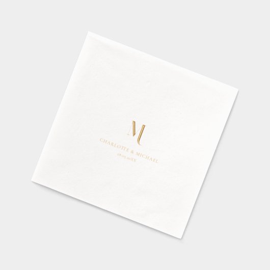 Eenvoudig, elegant, monogram, bruiloft folie servetten (Links)