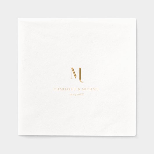 Eenvoudig, elegant, monogram, bruiloft folie servetten (Voorkant)