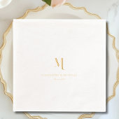 Eenvoudig, elegant, monogram, bruiloft folie servetten