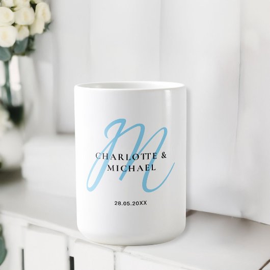 Eenvoudig, elegant, monogram bruiloft koffiemok