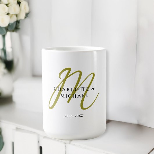 Eenvoudig, elegant, monogram bruiloft koffiemok