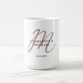 Eenvoudig, elegant, monogram bruiloft koffiemok (Center)