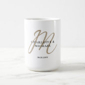 Eenvoudig, elegant, monogram bruiloft koffiemok (Center)