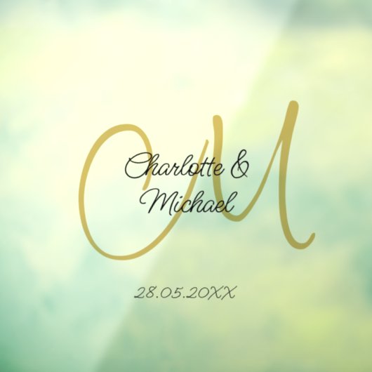 Eenvoudig, elegant, monogram bruiloft raamsticker (Vel 3)