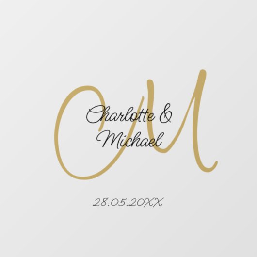 Eenvoudig, elegant, monogram bruiloft raamsticker (Vel)
