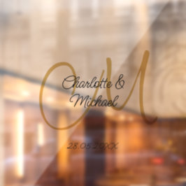 Eenvoudig, elegant, monogram bruiloft raamsticker