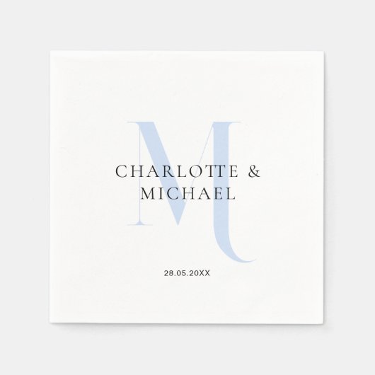 Eenvoudig, elegant, monogram bruiloft servetten (Voorkant)