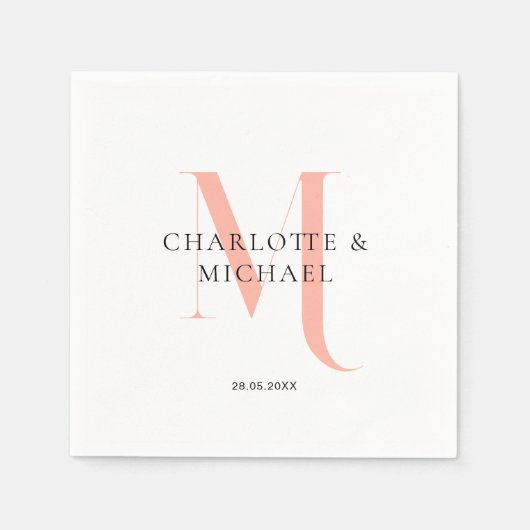 Eenvoudig, elegant, monogram bruiloft servetten (Voorkant)