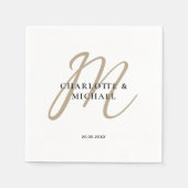 Eenvoudig, elegant, monogram bruiloft servetten (Voorkant)