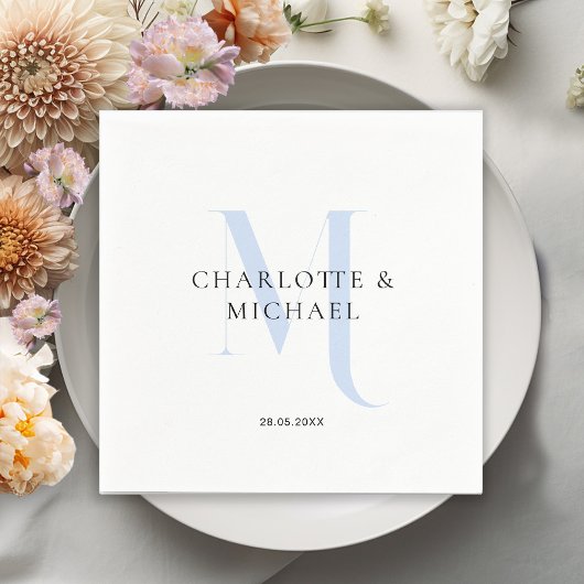 Eenvoudig, elegant, monogram bruiloft servetten