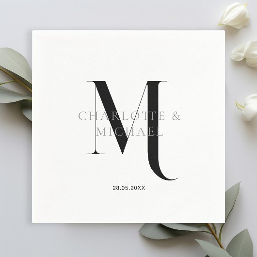Eenvoudig, elegant, monogram bruiloft servetten