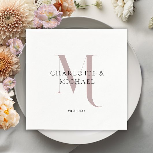 Eenvoudig, elegant, monogram bruiloft servetten