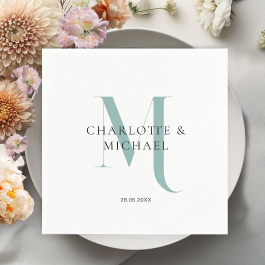 Eenvoudig, elegant, monogram bruiloft servetten