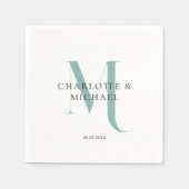 Eenvoudig, elegant, monogram bruiloft servetten (Voorkant)