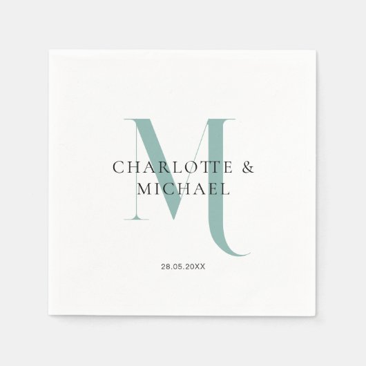 Eenvoudig, elegant, monogram bruiloft servetten (Voorkant)