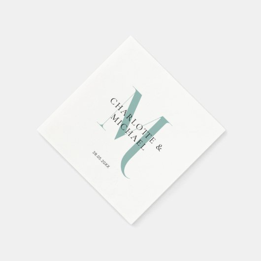 Eenvoudig, elegant, monogram bruiloft servetten (Hoek)