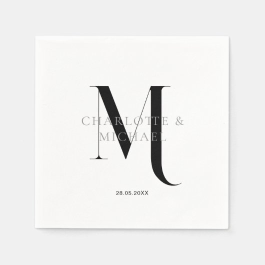 Eenvoudig, elegant, monogram bruiloft servetten (Voorkant)