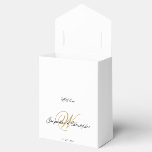 Eenvoudig Elegant Monogram Chic Script Bruiloft Bedankdoosjes (Geopend)