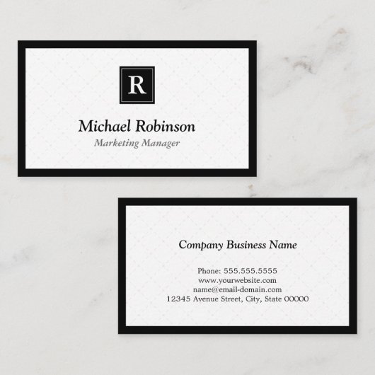 Eenvoudig elegant monogram - Eenvoudige aanpassing Visitekaartje (Voorkant / Achterkant)