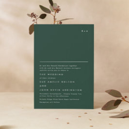 Eenvoudig Elegant Monogram Emerald Green Wedding Kaart