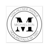 Eenvoudig Elegant Monogram Familienaam Retouradres Zelfinktende Stempel (Design)