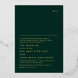 Eenvoudig Elegant Monogram Gold | Emerald Green Folie Uitnodiging