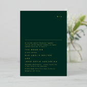 Eenvoudig Elegant Monogram Gold | Emerald Green Folie Uitnodiging (Staand Voorkant)