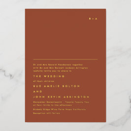 Eenvoudig Elegant Monogram Gold | Terracotta Deser Folie Uitnodiging